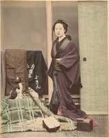 Free download [Japanese Woman in Traditional Dress Posing with Cat and Instrument] free photo or picture to be edited with GIMP online image editor